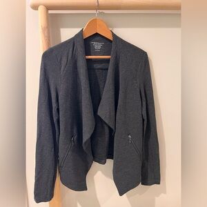 Majestic Filatures Du Lion moto open front grey french touch cardigan sz 1 s